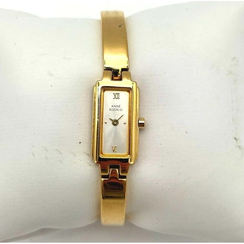 VTG Anne Klein Gold Tone Metal Watch Bracelet Skinny Classic Minimalist Y2K